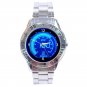 Blue Led Light Oil Press Meter Unisex Stainless Steel Analogue Watch