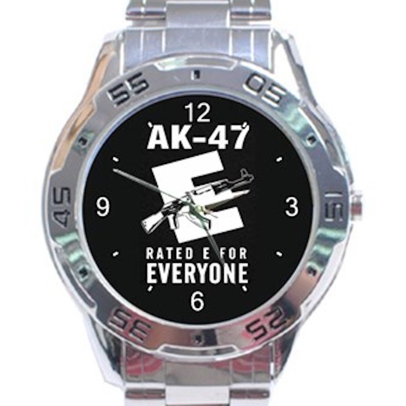 Rifle AK47 Gun Unisex Stainless Steel Analogue Watch
