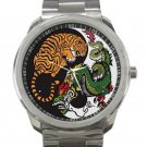 Tiger & Dragon Ancient Art Yin Yang Unisex Sport Metal Watch