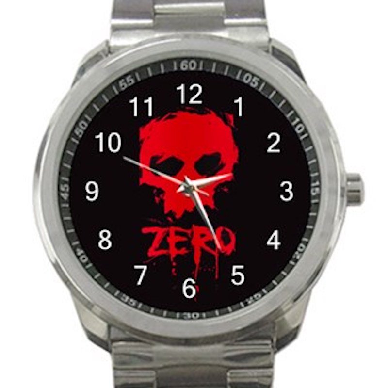 Zero Skateboard Red Skull Unisex Sport Metal Watch