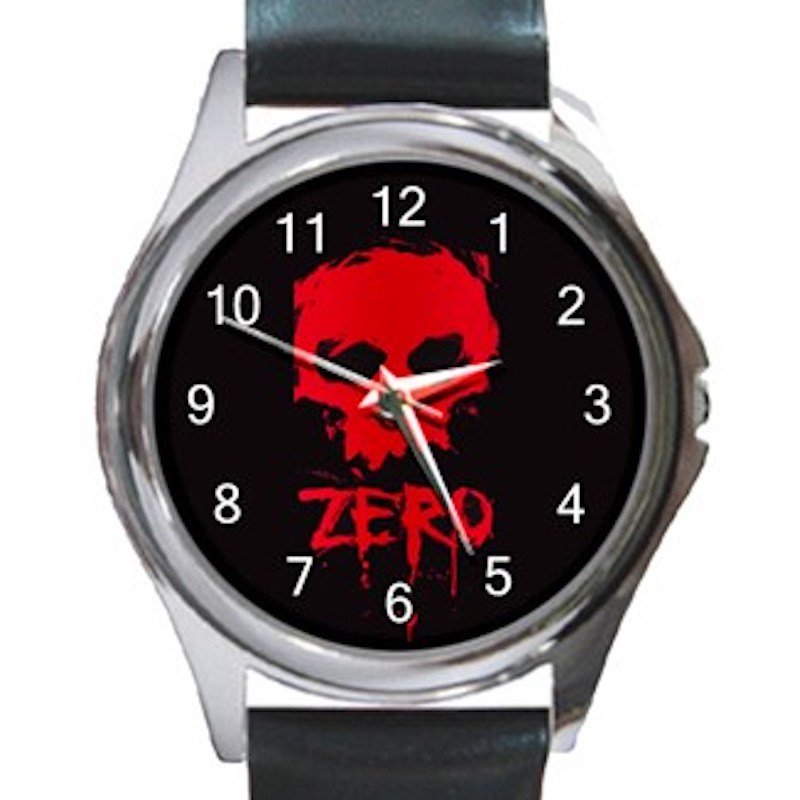 Zero Skateboard Red Skull Unisex Round Silver Metal Watch