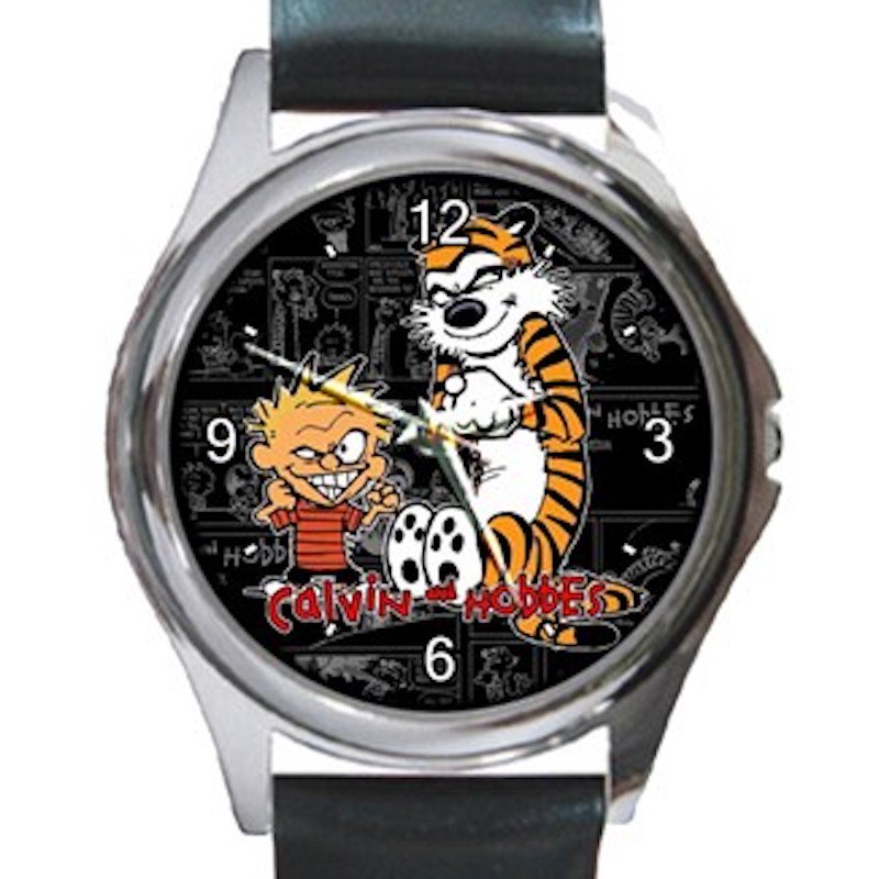 Calvin and Hobbes Unisex Round Silver Metal Watch