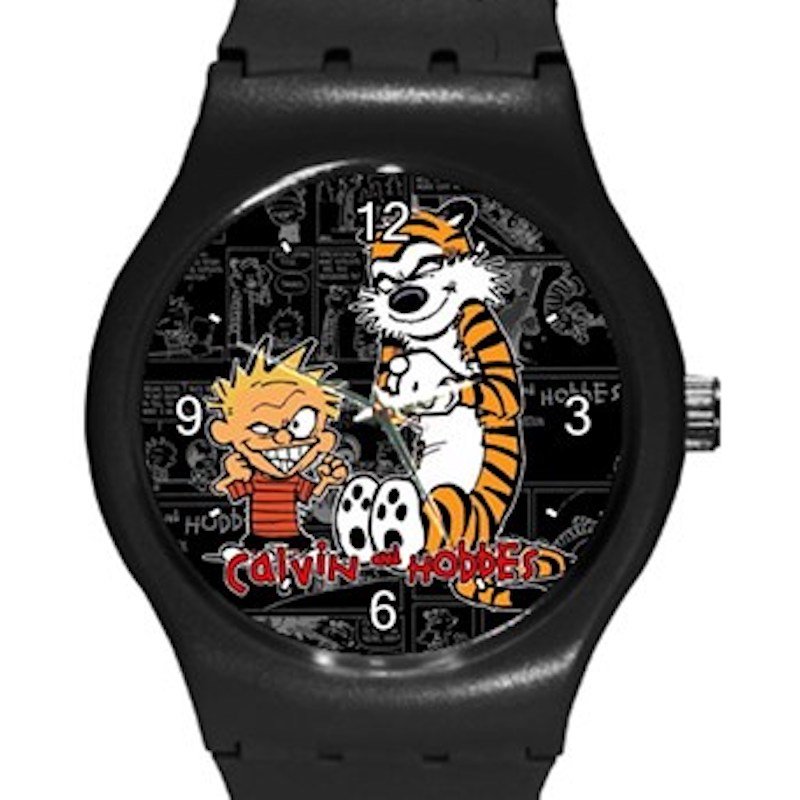 Calvin and Hobbes ICE Style Round TPU Medium Sports Watch-Black