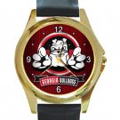 Georgia Bulldogs Football Nice Bulldog Logo Unisex Round Gold Metal Watch