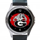Georgia Bulldogs University of Georgia Athletics Logo Unisex Round Silver Metal Watch