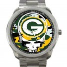 Green Bay Packers Logo Grateful Dead Design Unisex Sport Metal Watch