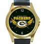 Green Bay Packers Logo with Wings Unisex Round Gold Metal Watch