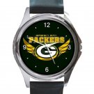 Green Bay Packers Logo with Wings Unisex Round Silver Metal Watch