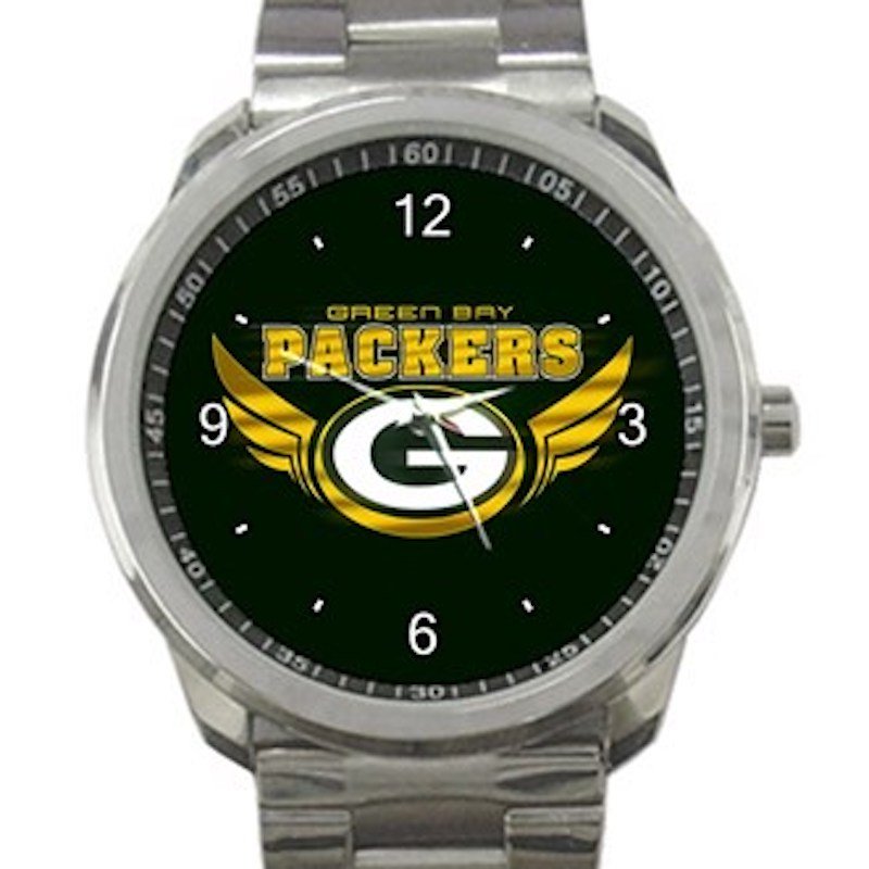 Green Bay Packers Logo with Wings Unisex Sport Metal Watch
