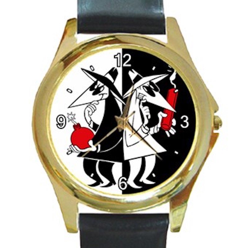 Spy Vs Spy Unisex Round Gold Metal Watch