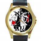 Spy Vs Spy Unisex Round Gold Metal Watch