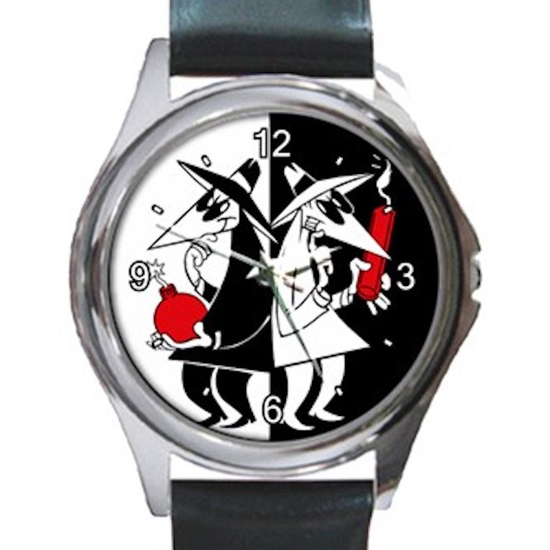 Spy Vs Spy Unisex Round Silver Metal Watch