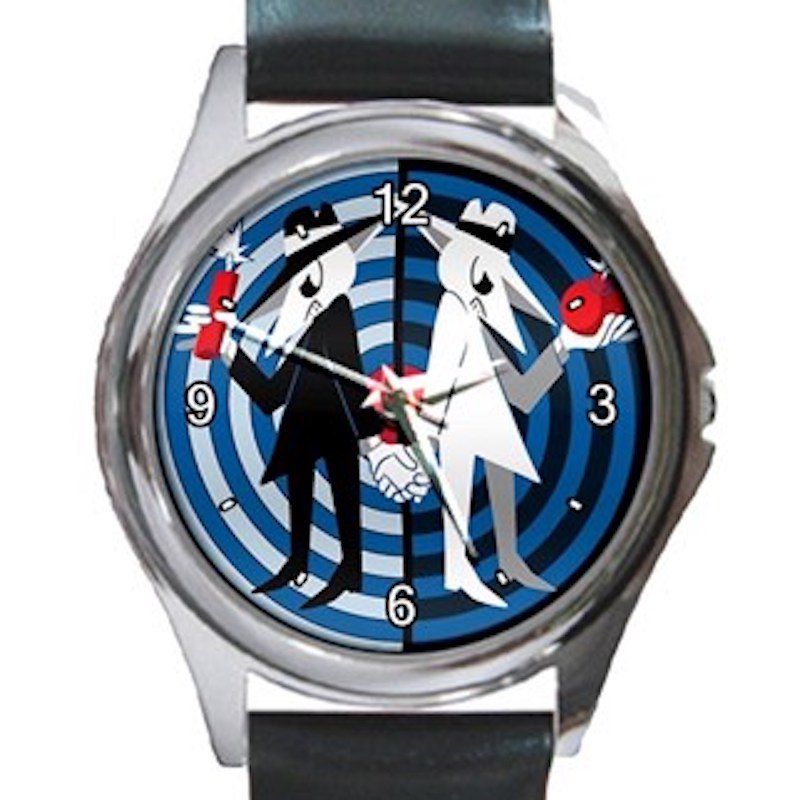Spy Vs Spy Bomb & Dynamite Unisex Round Silver Metal Watch