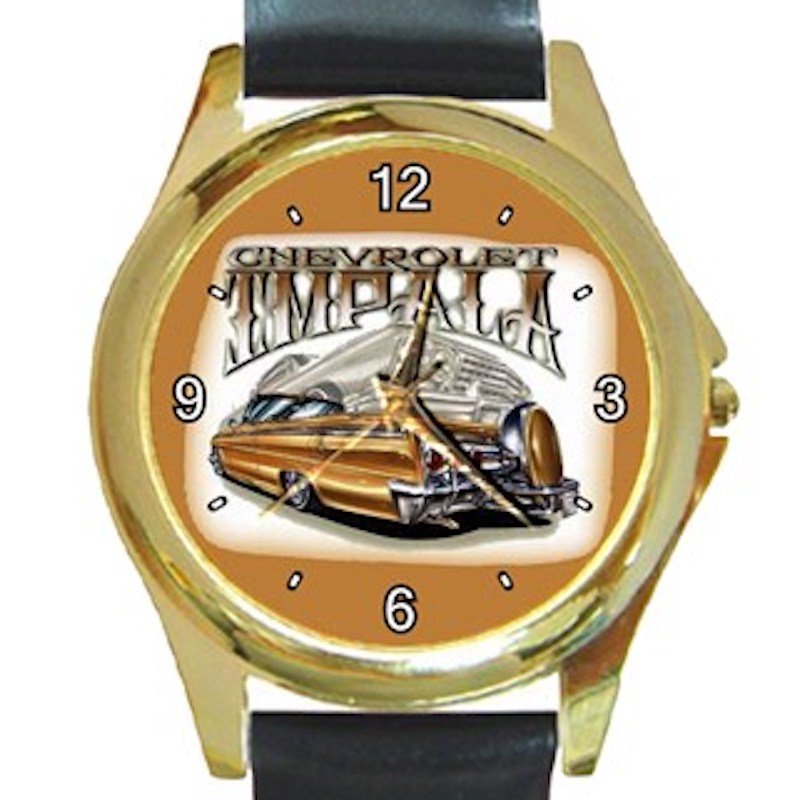 Chevrolet Impala Car Round Gold Metal Watch