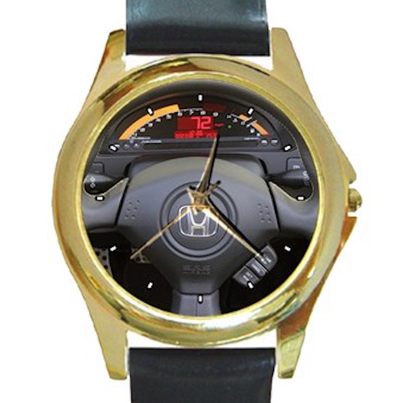 2008 Honda S2000 CR Prototype Steering Wheel Unisex Round Gold Metal Watch