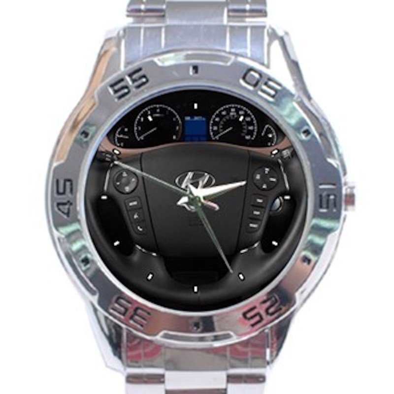 2009 Hyundai Genesis Sedan Steering Wheel Unisex Stainless Steel Analogue Watch