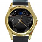 2009 Hyundai Genesis Sedan Steering Wheel Unisex Round Gold Metal Watch
