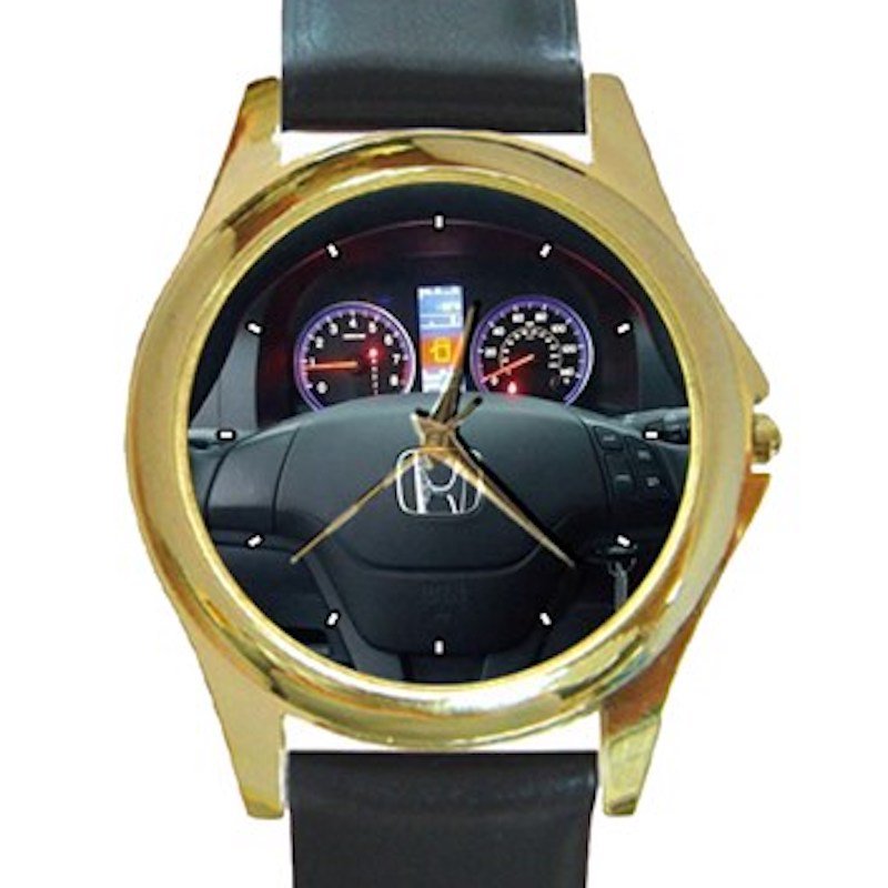 2011 Honda Cr-V AWD LX Steering Wheel Unisex Round Gold Metal Watch
