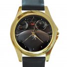 2011 Peugot 308 Steering Wheel Unisex Round Gold Metal Watch