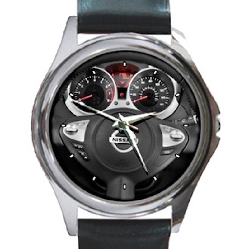 2013 Nissan JUKE Steering Wheel Unisex Round Silver Metal Watch