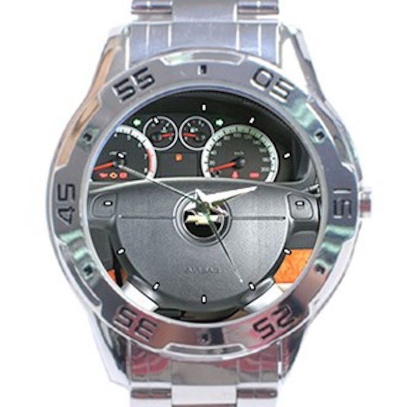 Chevrolet Aveo Steering Wheel Unisex Stainless Steel Analogue Watch