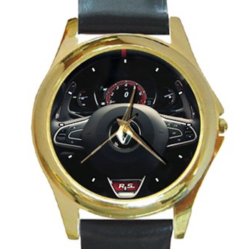 Renault Megane R.S. 280 Cup Steering Wheel Unisex Round Gold Metal Watch