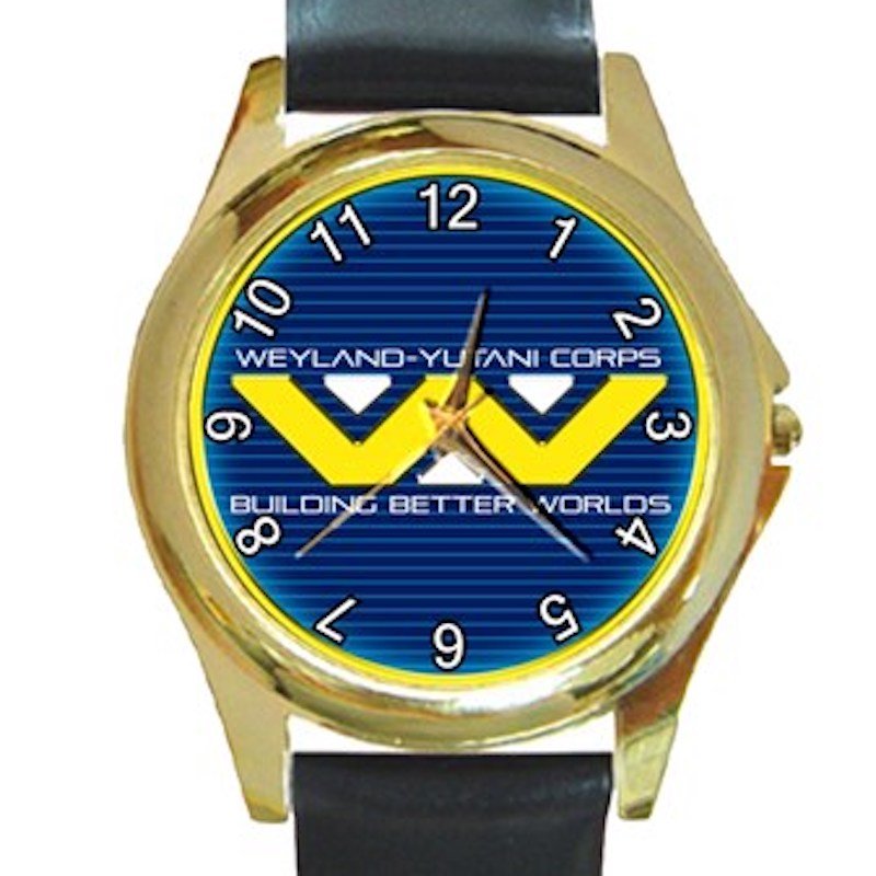 Alien Trilogy Weyland-Yutani Corps Logo Unisex Round Gold Metal Watch