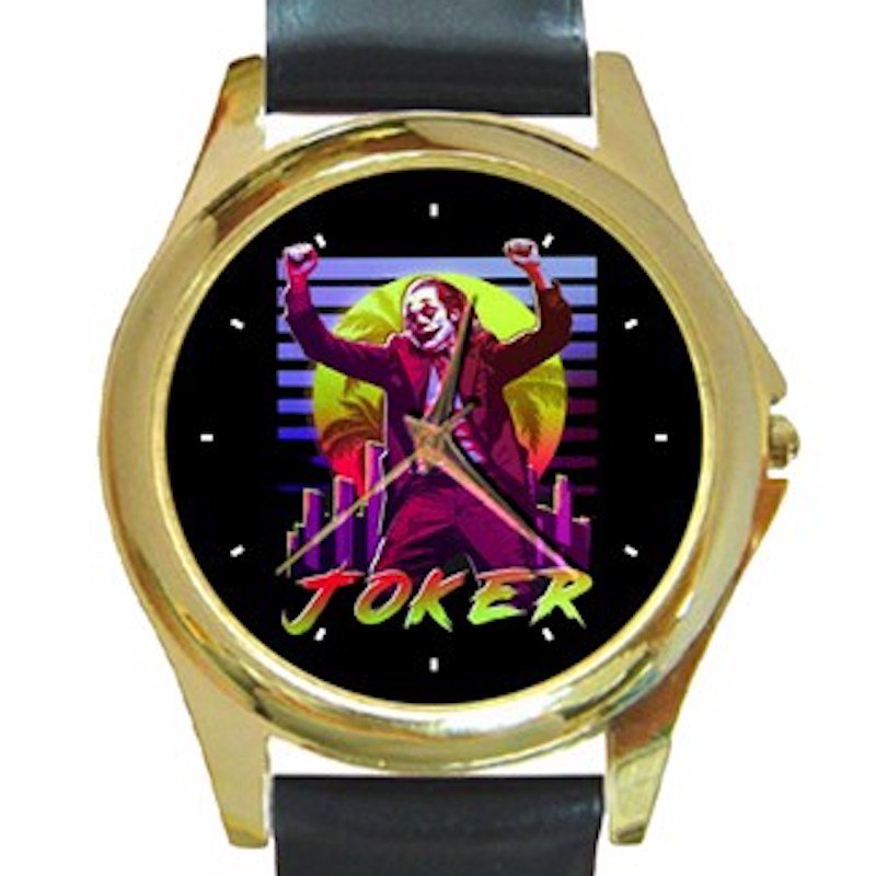New Joker Art Joaquin Phoenix Unisex Round Gold Metal Watch
