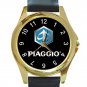 Piaggio Motorcycle Logo Unisex Round Gold Metal Watch