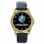 Piaggio Motorcycle Logo Unisex Round Gold Metal Watch