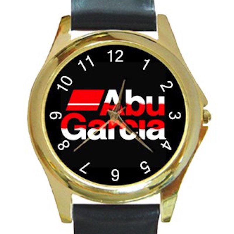 Abu Garcia Logo Unisex Round Gold Metal Watch