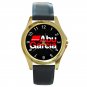 Abu Garcia Logo Unisex Round Gold Metal Watch