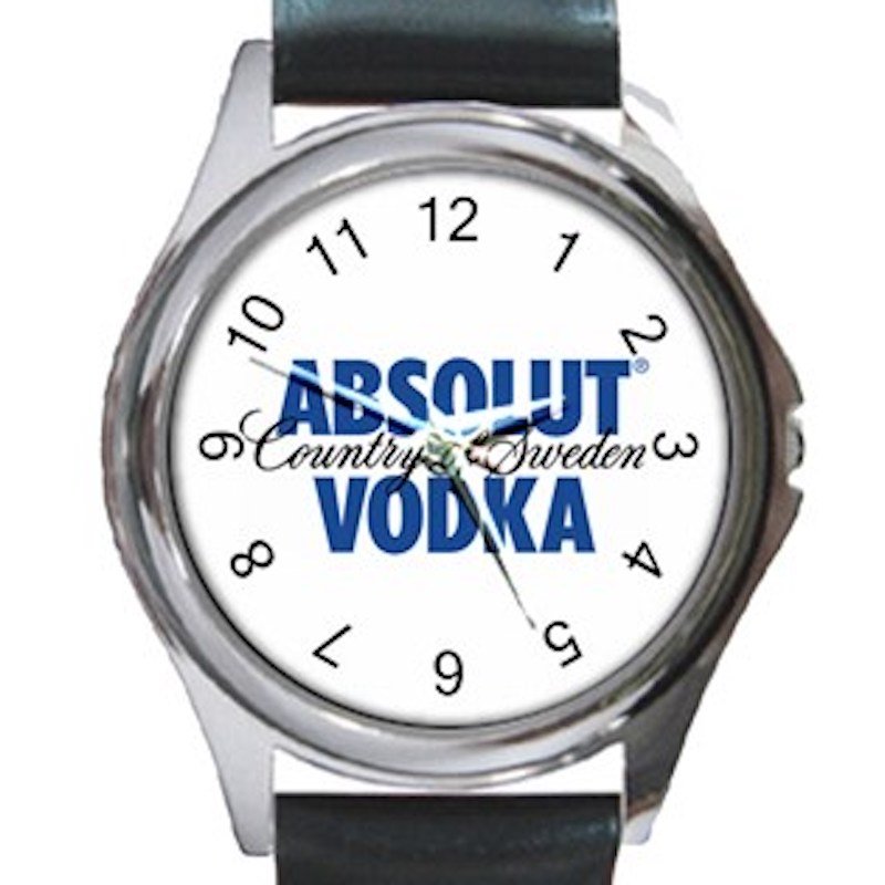 Absolut Vodka Blue Logo Unisex Round Metal Watch