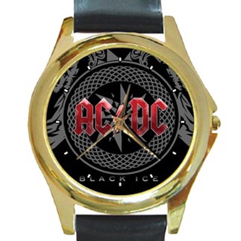 AC DC Black Ice Unisex Round Gold Metal Watch