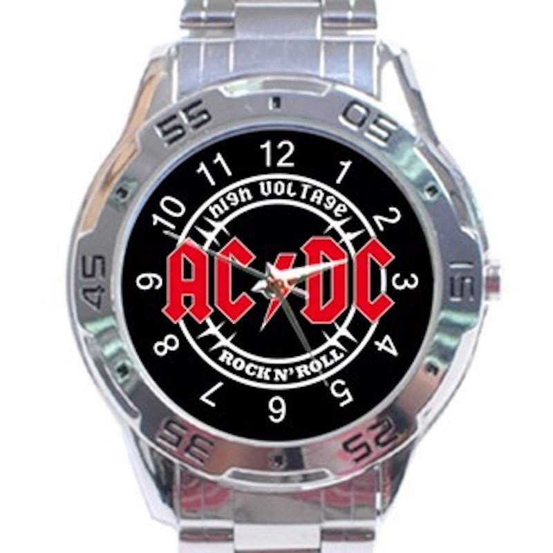 AC DC Rock N' Roll High Voltage Unisex Stainless Steel Analogue Watch