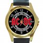 AC DC Rock N' Roll High Voltage Unisex Round Gold Metal Watch