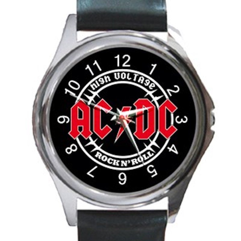 AC DC Rock N' Roll High Voltage Unisex Round Metal Watch