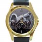 AC DC Cannon Logo Unisex Round Gold Metal Watch