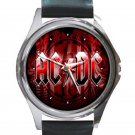 AC DC Red Logo Unisex Round Metal Watch