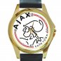 AFC Ajax Amsterdam Logo Unisex Round Gold Metal Watch