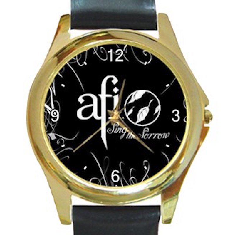 AFI Sing the Sorrow Logo Unisex Round Gold Metal Watch