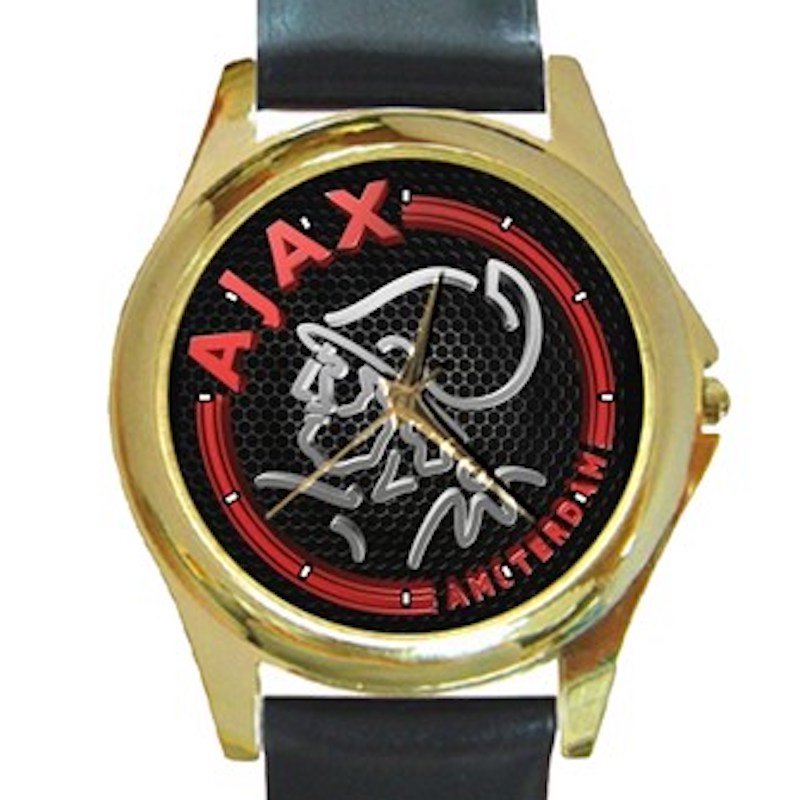 Ajax Amsterdam Unique Red Logo Unisex Round Gold Metal Watch
