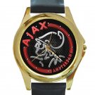 Ajax Amsterdam Unique Red Logo Unisex Round Gold Metal Watch