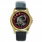 Ajax Amsterdam Unique Red Logo Unisex Round Gold Metal Watch
