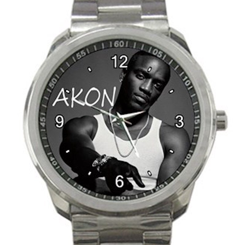 Singer Akon Rapper Unisex Sport Metal Watch