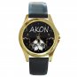 Akon American Singer Unisex Round Gold Metal Watch