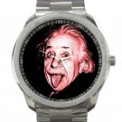 Albert Einstein Funny Sticking Tongue Out Unisex Sport Metal Watch
