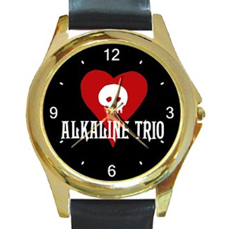 Alkaline Trio Rock Band Logo Unisex Round Gold Metal Watch