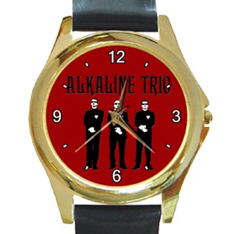 Alkaline Trio Rock Band Members Unisex Round Gold Metal Watch