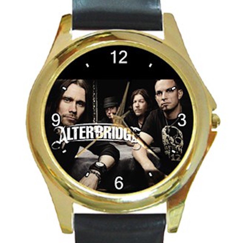 Alter Bridge Rock Band Members Unisex Round Gold Metal Watch